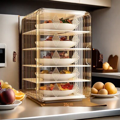 镂空菜罩多层方形透明防苍蝇防蚊可折叠剩菜收纳盒食物盖菜罩透气