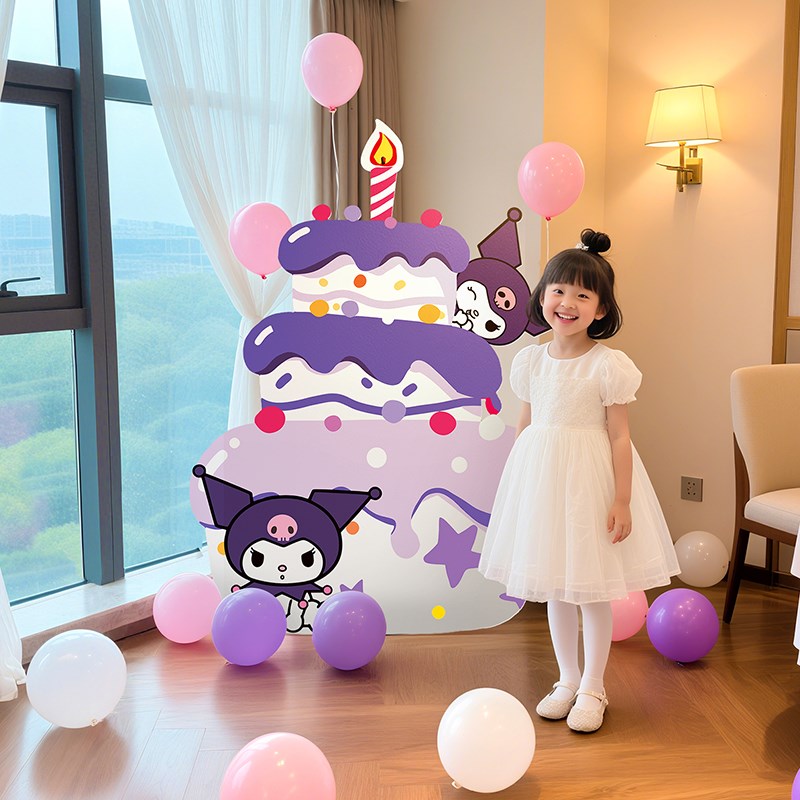 女孩生日布置场景儿童卡通蛋糕KT板背景墙氛围装饰仪Y式感拍照道