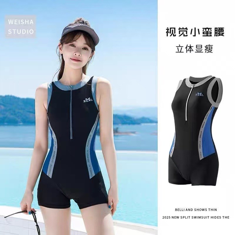2025新款运动泳衣女式遮肚显瘦高级感泳装温泉游泳馆保守