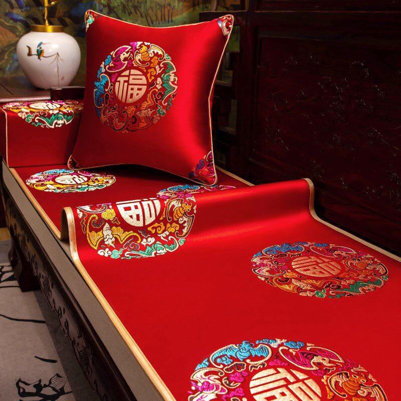 中式坐垫防滑套罩红木q沙发垫盖巾罗汉床扶手靠背巾高档防尘盖布