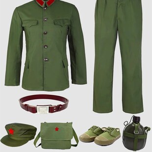 的确良65老式军套装70年代绿军衣男女知青怀旧套装战友干部服涤卡