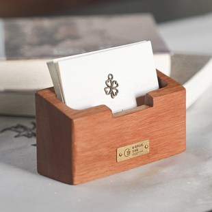 木质名片展示架大容量名片盒卡片架座可定制logo实木高档酒店民宿