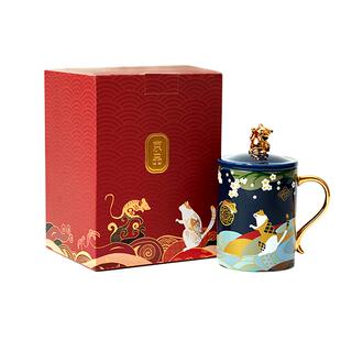 韵文博鉴 国潮猫鼠描金马克杯男女情侣杯陶瓷咖啡杯茶杯
