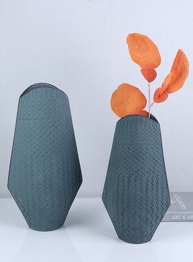现代鸭嘴陶瓷瓶写字楼公寓艺术器软装饰插干瓶