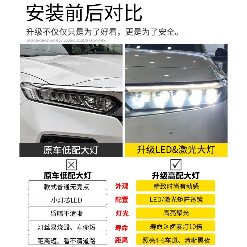 精刚光透镜款代雅阁 英诗派直射激光大灯总成