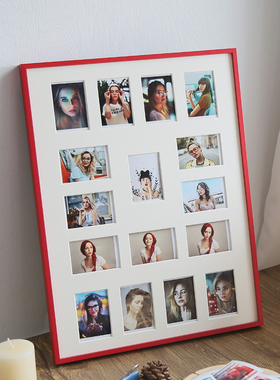 挂墙拍立得照片相框宫格DI创意装裱红色相片框手工黑色