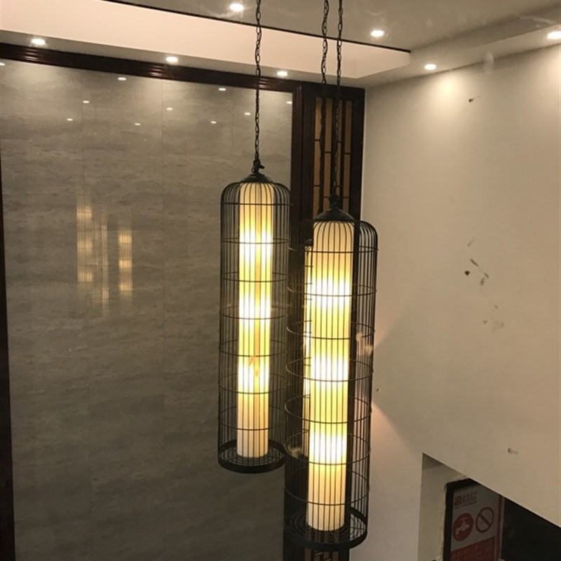 新古典铁艺鸟吊灯羊皮纸灯酒店大堂会所包间间大吊灯