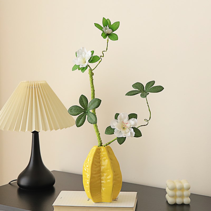杜鹃花假花仿真花摆设电视柜玄关餐桌装饰桌面花艺小摆件杨桃花瓶