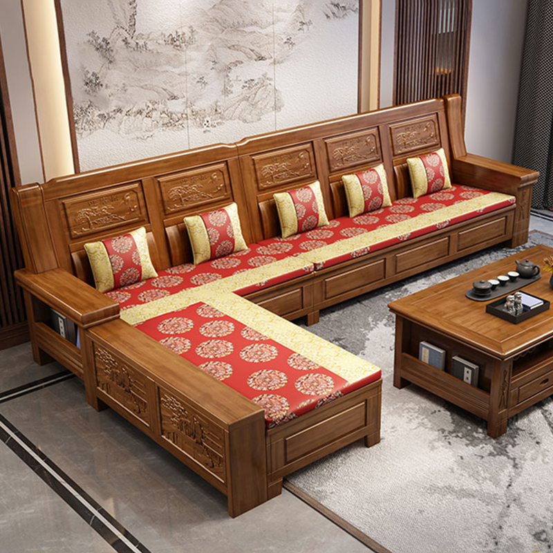 香樟木全实木沙发现代中式大小户型客厅仿古雕花202爆款沙发
