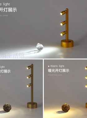 LED充电立杆2WWWW金色小展柜展会珠宝首饰应急展示灯