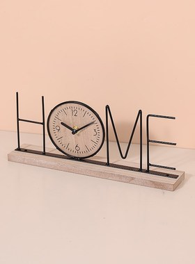 创意字母桌面时钟摆放式客厅台式钟表静音艺术玄关电视柜装饰