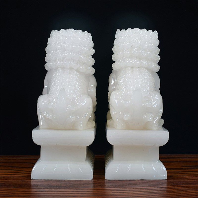 仿白玉狮子小号工艺品一对阳台门口狮子客厅电视柜装饰品摆设,家居饰品,装饰摆件,淘宝优惠券,粉丝福利购,淘宝优惠卷