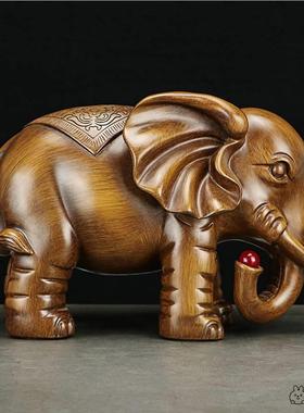 梨红木雕刻大象一对实木质象家居客厅电视柜装饰品工艺品