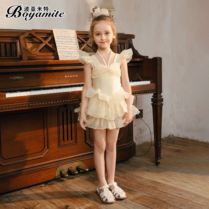 女童夏季2024新款儿童泳装裙子公主洋气露背女宝宝连体游泳衣温泉