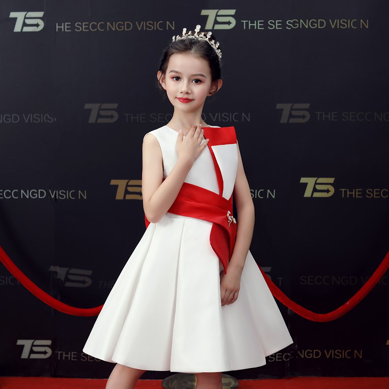 女童礼服高端舞台朗诵表演服花童小女孩主持人演讲合唱钢琴演出服