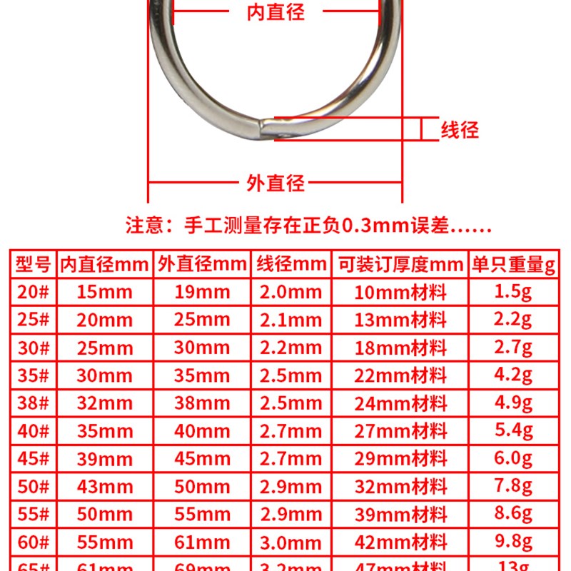 书圈卡圈扣环台挂历DIY活页圈书环装订环铁圈铁环开口圈识字相册