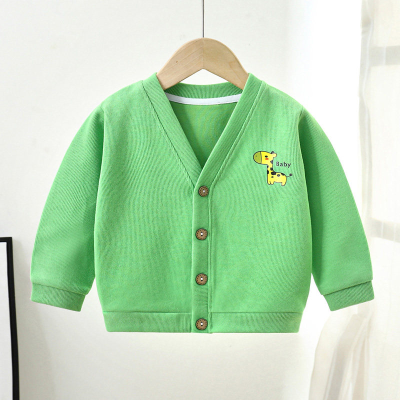 儿童针织衫外套2022秋季新款男女童拼色长袖上衣v领开衫初秋毛衣