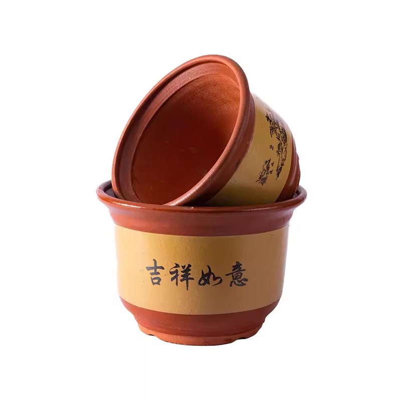 28cm口径陶土花盆家用陶瓷花盆兰花花盆粗陶落地盆景透气花盆