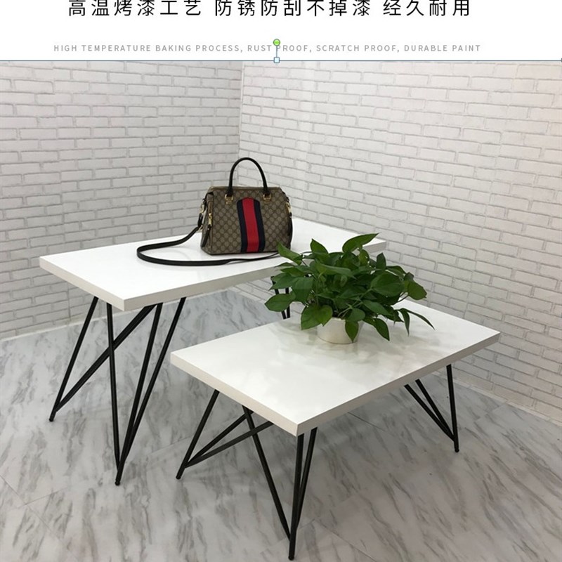 服装店展示架流水台高低包包架橱窗中岛桌子烤漆铁艺陈列货架移动