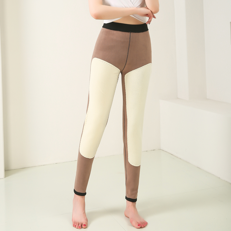 300斤大尺码羊羔绒保暖裤女秋冬季200胖mm高腰加肥加绒长护膝打底