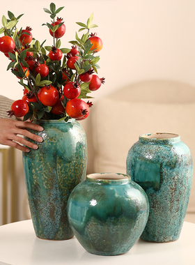 景德镇中式陶瓷花瓶高级绿色台面水培花器餐客厅书房茶室禅意摆件