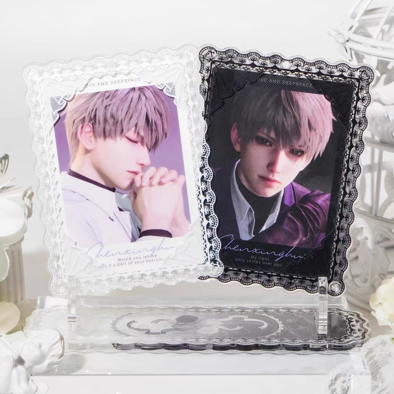 蝶与花双框卡套谷美高颜值亚克力3寸小卡拍立得收纳展示相框卡框