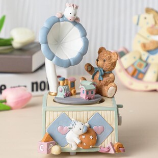 爱只为你音乐盒留声机八音盒儿童书桌摆件公主少女心七夕生日礼物