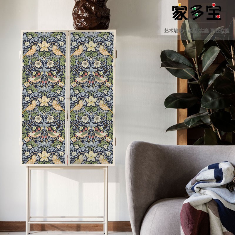 家具翻新美式花鸟衣柜移门柜子贴纸美化改造粘贴画加厚自粘墙纸