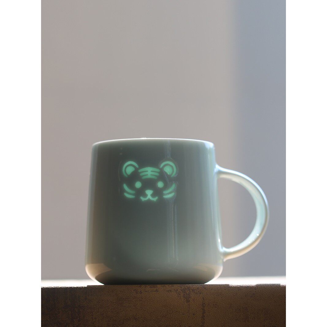 子木萌虎马克杯女生高颜值虎爪杯子陶瓷成人水杯景德镇玲珑咖啡杯