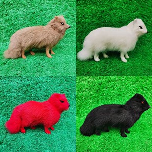 仿真狐狸摆件皮毛玩具白狐模型公仔玩偶狐黄供奉狐仙替身用品道具