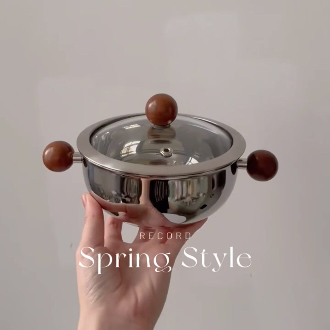 胡桃木304不锈钢带盖泡面碗高颜值双耳水果沙拉碗酸奶燕麦减脂碗