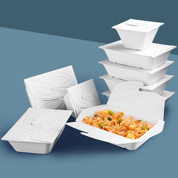 一次性可降解餐盒轻食沙拉盒环保纸浆四翻盒美式网红薯条盒洋芋盒