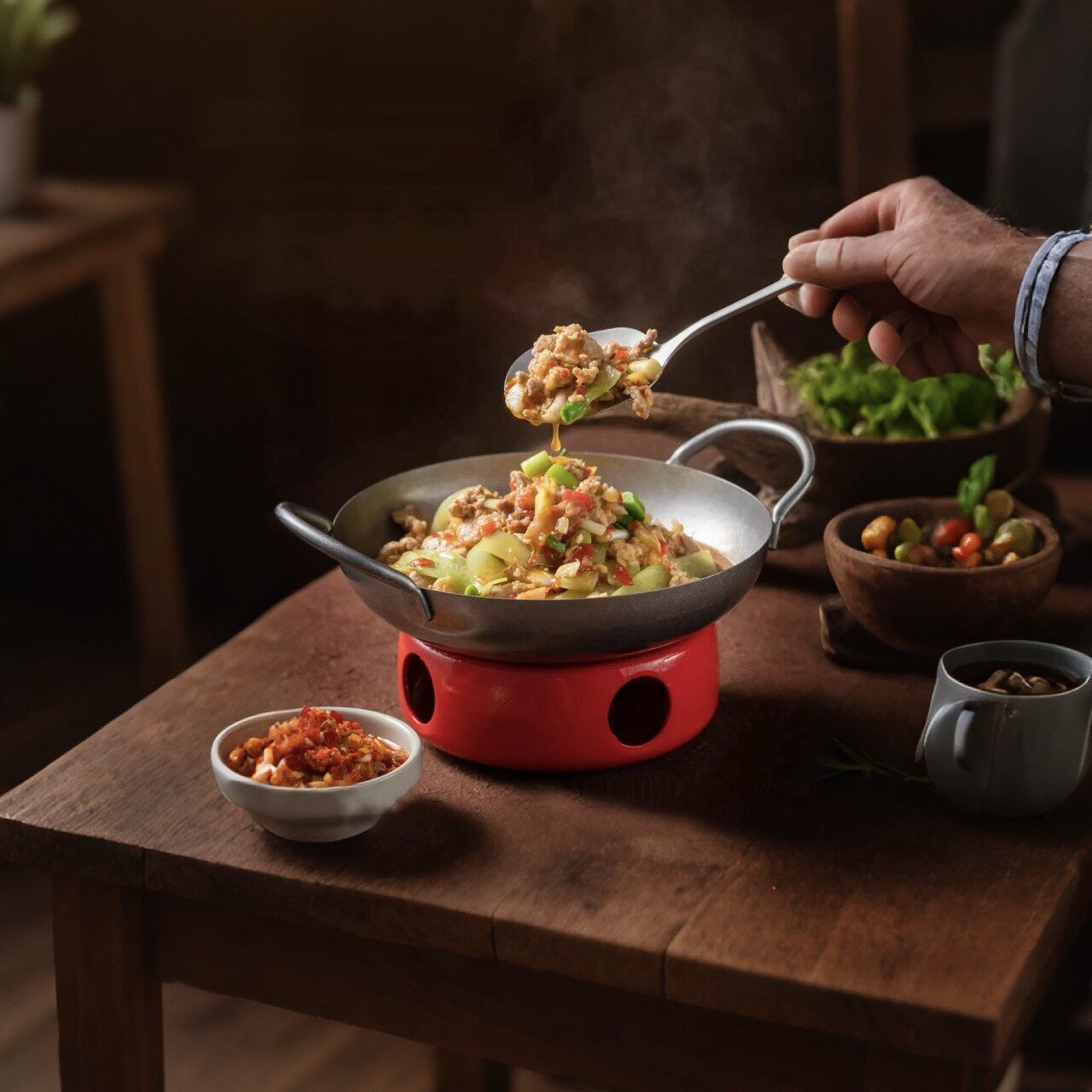 不锈钢意面盘仿旧平底浅锅干锅个性复古西班牙海鲜焗饭锅双耳餐盘