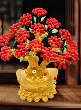 新中式鸿运当头发财果手工编织diy材料包仿真花束摆件家居饰品