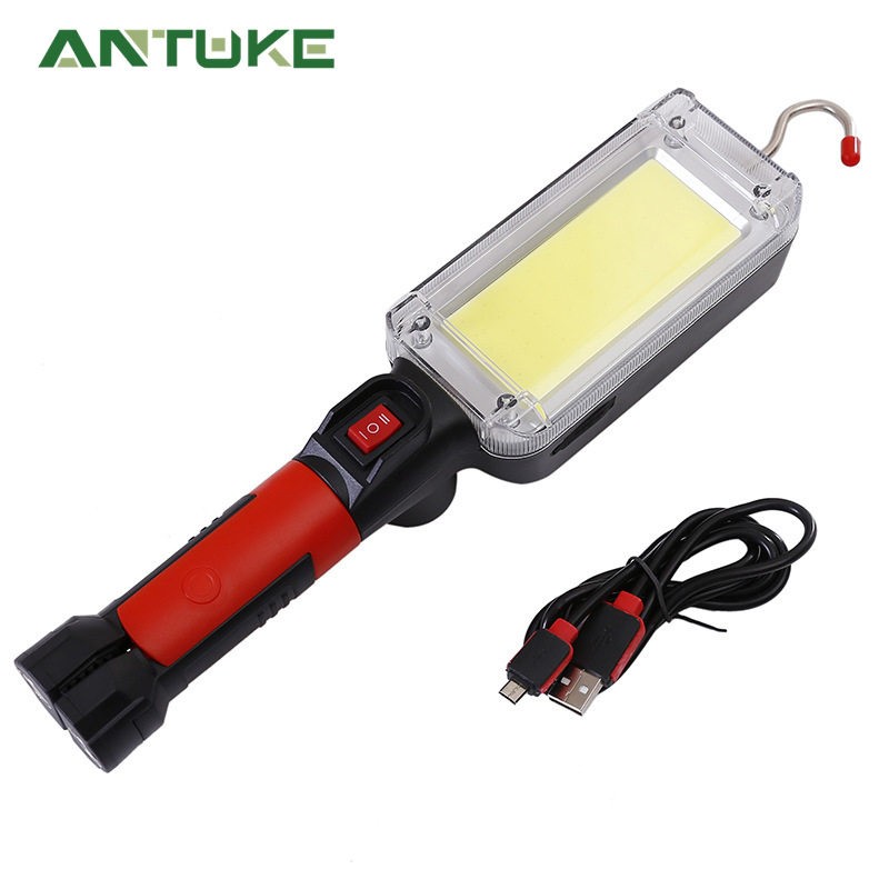 LED工作灯可携式手电筒磁铁钩野营灯USB COB可充电18650手电筒