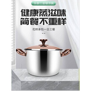 德国304不锈钢汤锅燃气灶电磁炉专用家用加厚火锅锅具带双耳把手