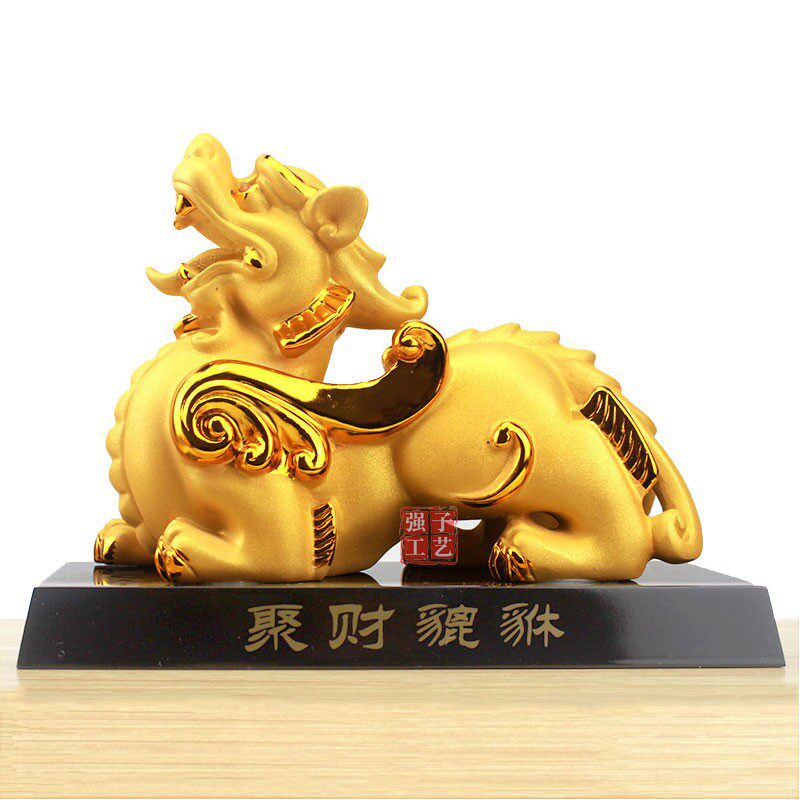 绒沙金貔貅摆件大小号一对皮丘招财聚财客厅酒柜电视柜装饰品摆设