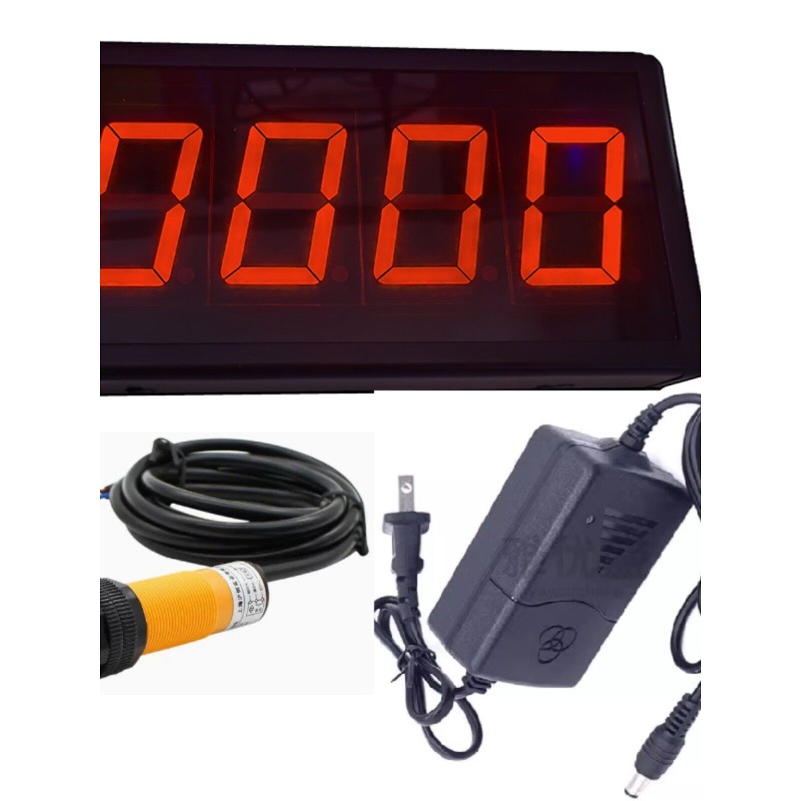 光电传感器计数器大尺寸2.3英寸四位数码管显示屏模块 铝合金外壳