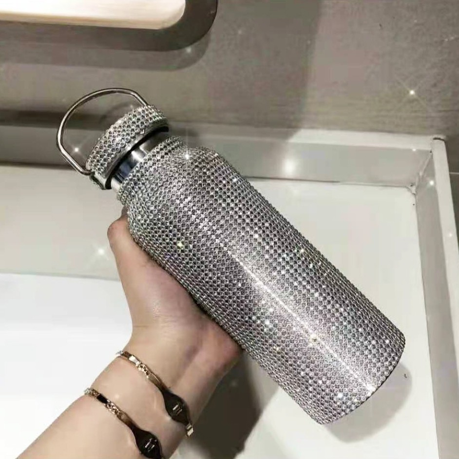 网红镶钻保温杯钻石旅行杯礼物便携不锈钢LOGO定制有手柄礼品水杯