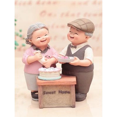 金婚结婚纪念礼品礼物 老夫妻老公婆摆件一对 送父母老人长辈生日