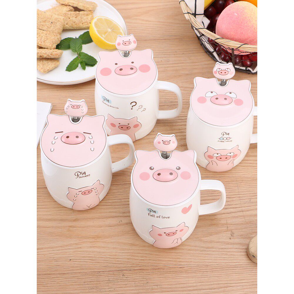 杯子陶瓷马克杯小猪杯子女可爱大肚杯牛奶杯情侣陶瓷杯大容量水杯