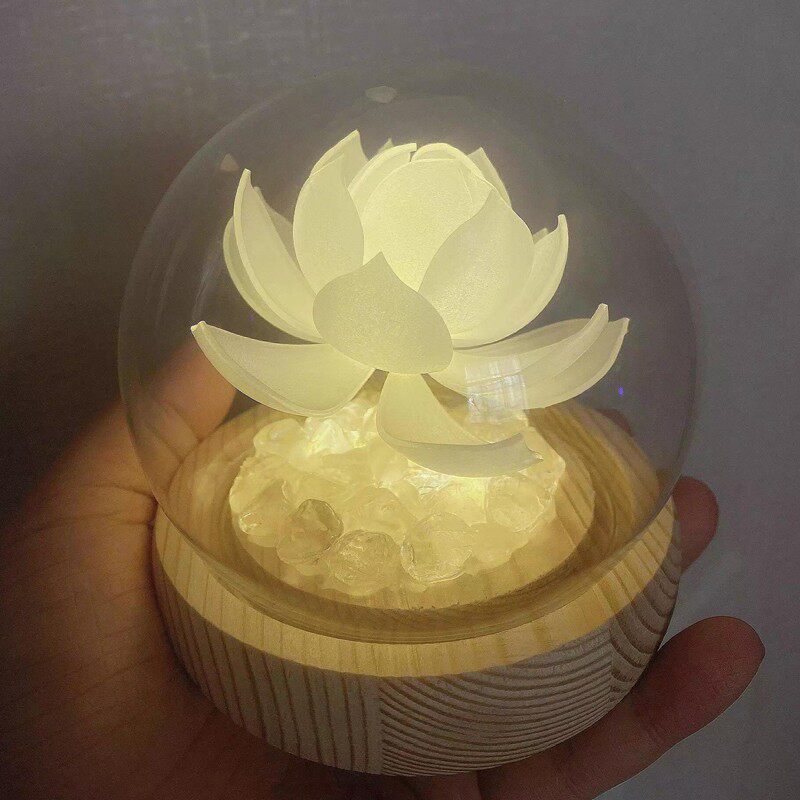 雪莲花小夜灯diy材料包白荷花灯创意情侣生日礼物活动直播间摆件