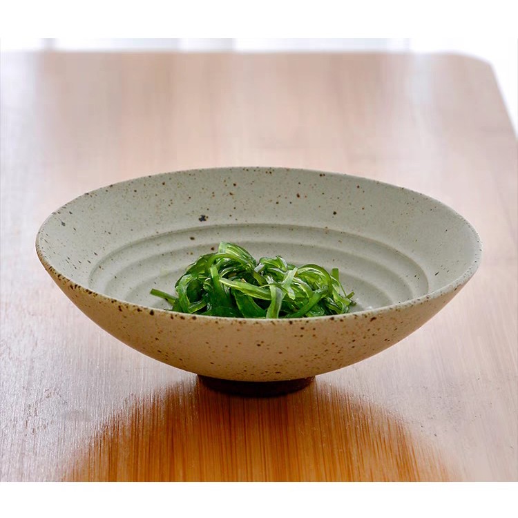粗陶复古陶瓷斗笠碗简约菜碗冷菜盘米饭碗汤碗拌面碗日式商用餐具