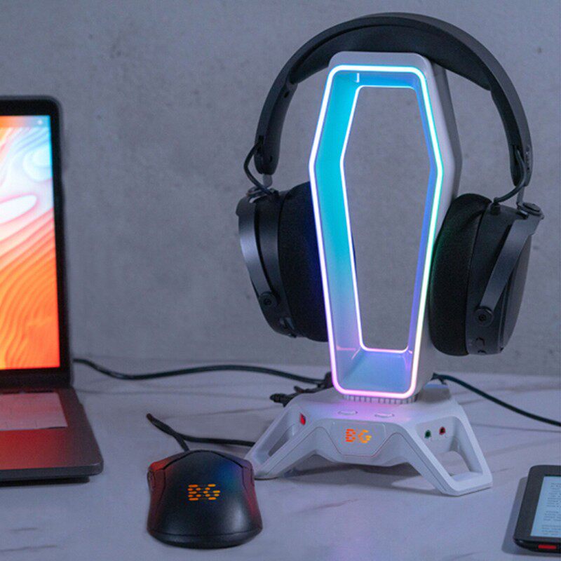 BG Gaming 耳机架 RGB发光头戴式耳机支架 7.1声卡 USBhub拓展器
