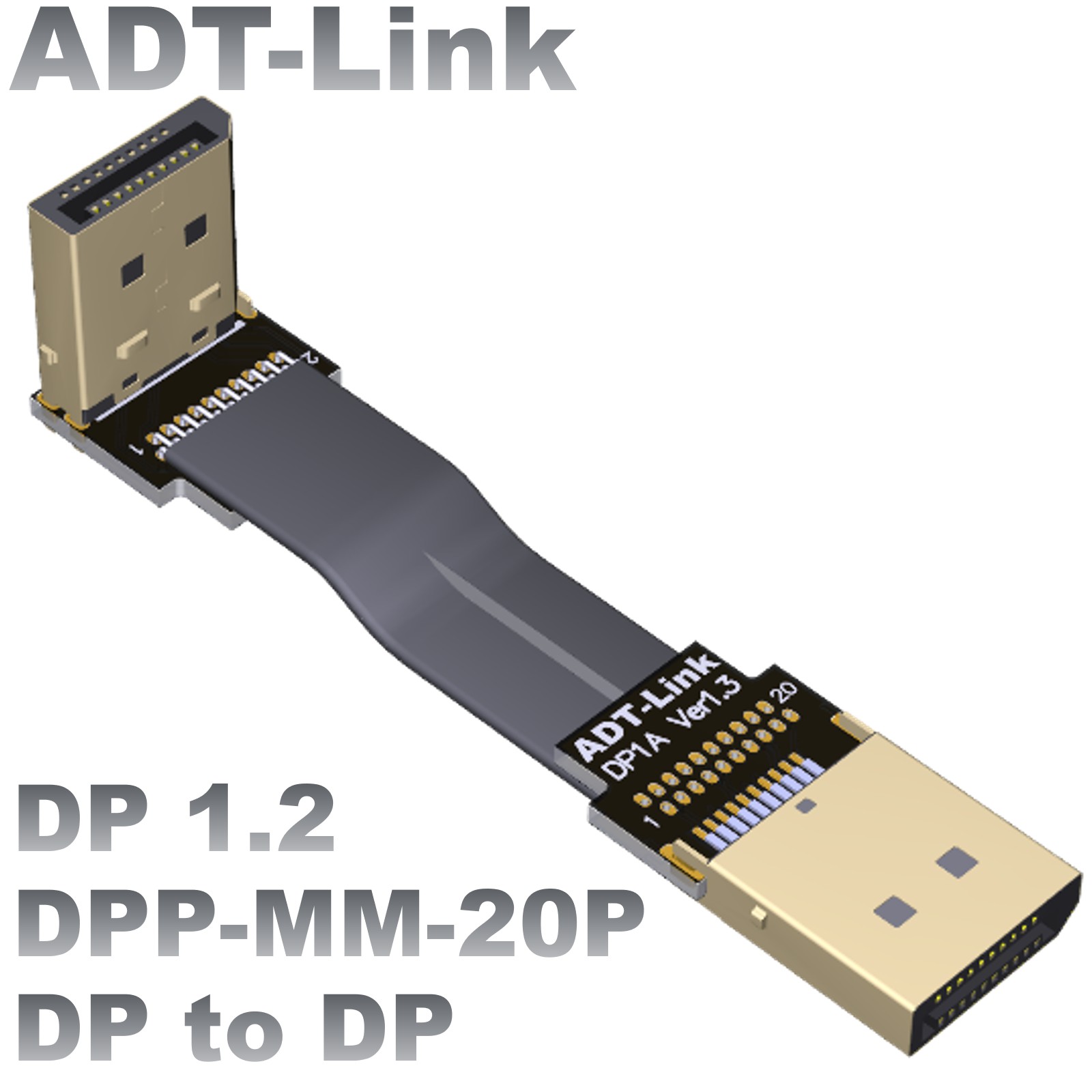 DP接口公对公延长线displayport1.2转角接扁平薄软显卡连接线 ADT