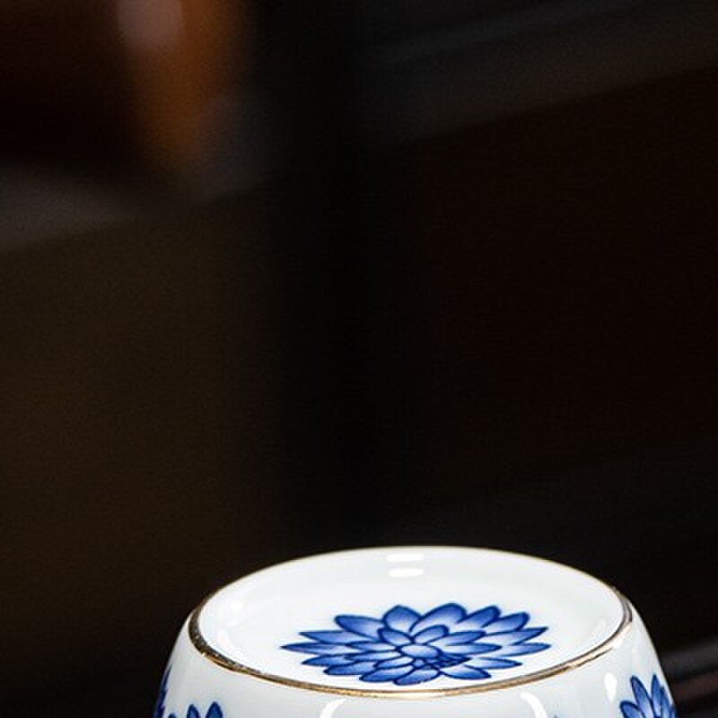 复古青花瓷茶器盖置仿古陶瓷壶承盖托白瓷茶具茶道配件茶玩摆件