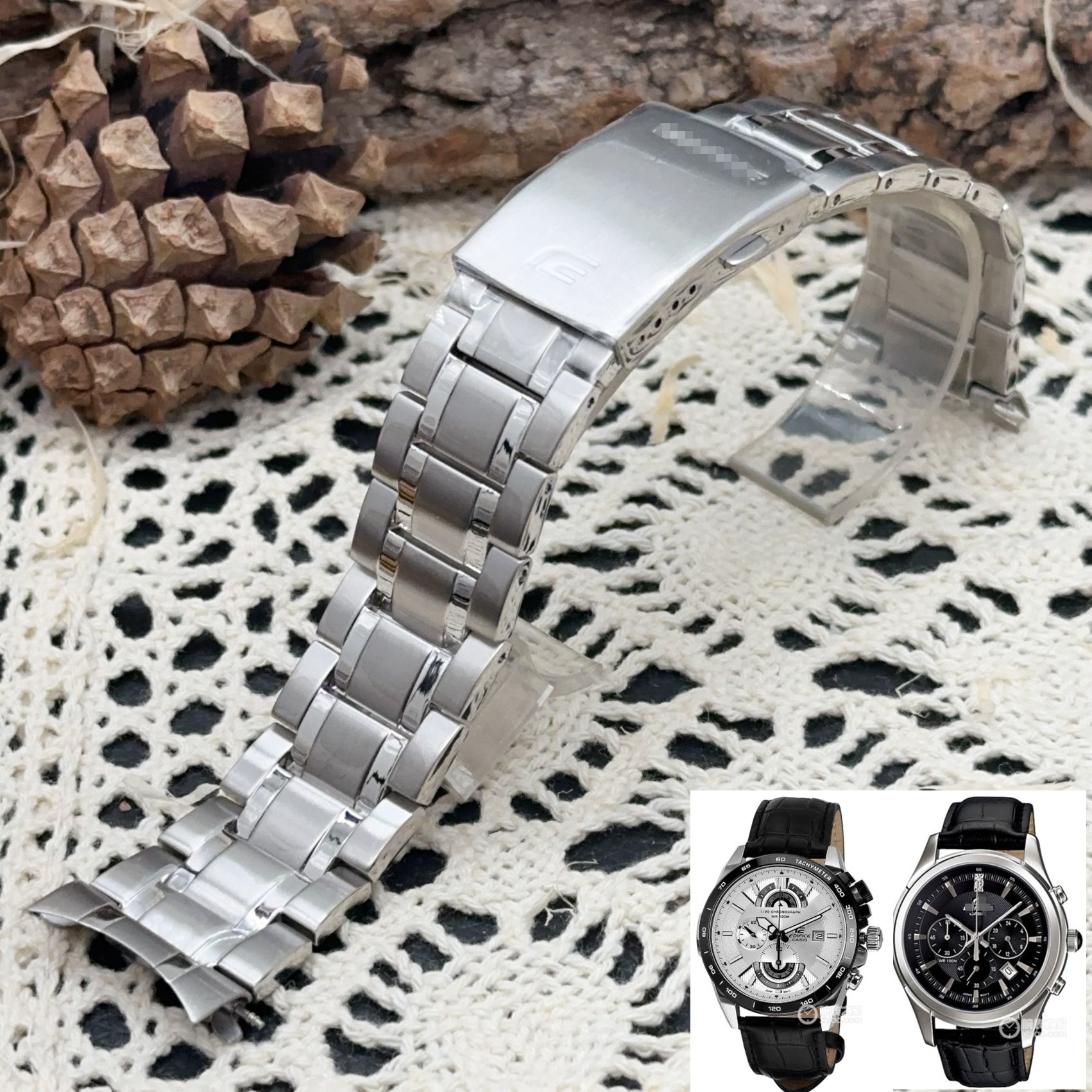 适配卡西欧EFV-540 EFR-552 EFS-S510 EFR-520L EFR-517L手表钢带