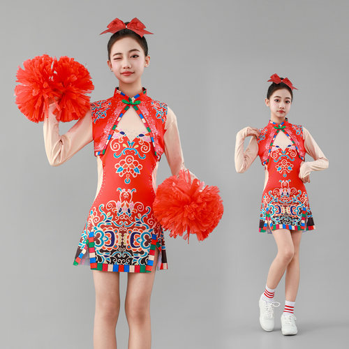 女童啦啦操服艺术体操服民族风演出服儿童艺考舞台表演花式技巧服