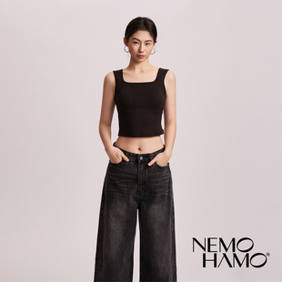 NemoHamo美式 辣妹性感吊带背心文胸背心二合一坦克背心 韩式