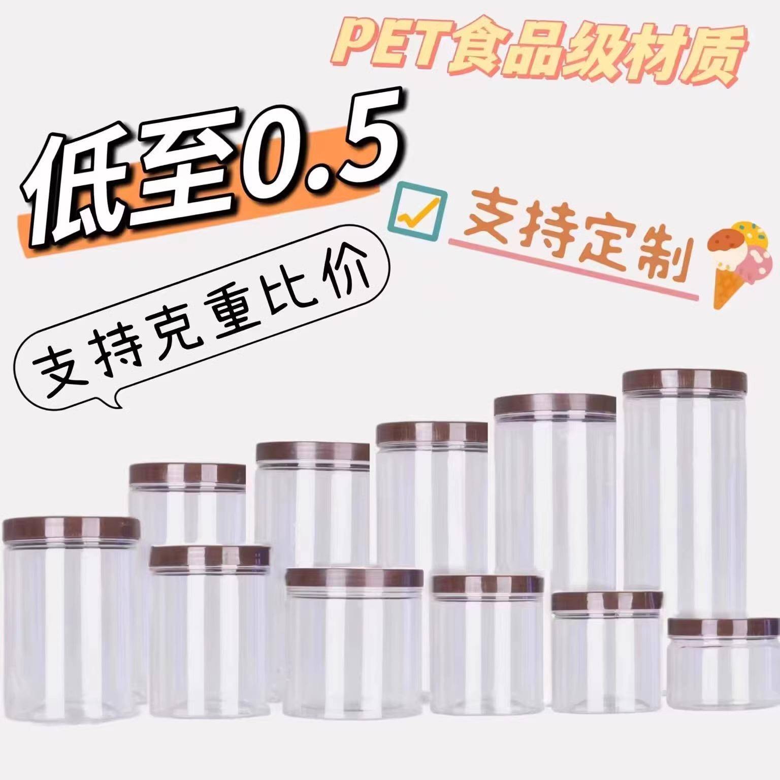 250毫升食品密封罐食品级透明罐子圆形pet特厚塑料瓶厂家